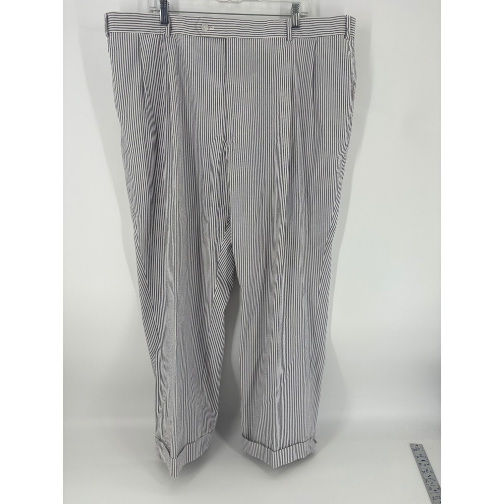 Haspel Men's Striped Cotton Dress Pants Pleated Cuffed 44W 32L‎